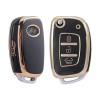 Keycare TPU Key Cover For Hyundai Creta, I20, Venue, Tucson, Alcazar, Grand I10, Aura, Xcent Flip Key | TP10 Gold Black